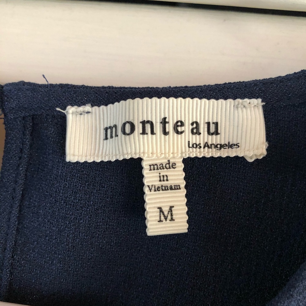 Monteau Francesca’s Navy blue scalloped tank top M - Picture 2 of 5